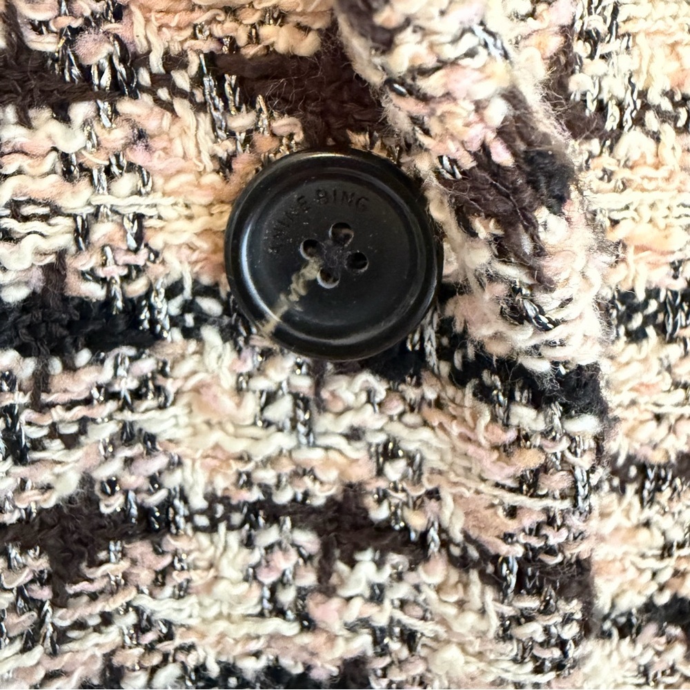 Anine Bing Diana Double Breasted Relaxed Fit Blazer in Apricot Tweed, X-Large - Picture 6 of 16